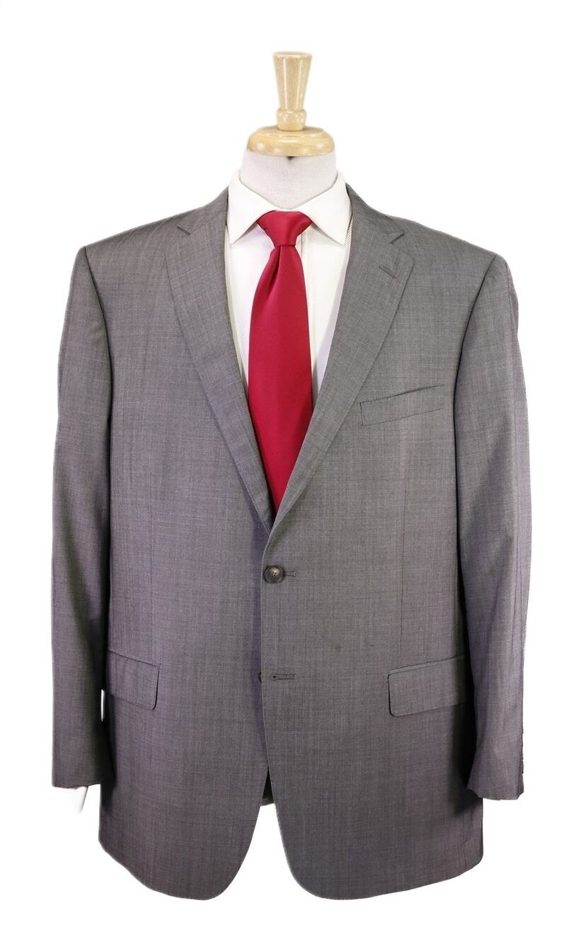 Hart Schaffner Marx Current Solid Light Gray 2-Btn Wool Suit 46R